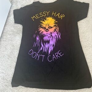 Disney Star Wars Women’s Messy Hair Don’t Care Chewbacca Shirt Medium